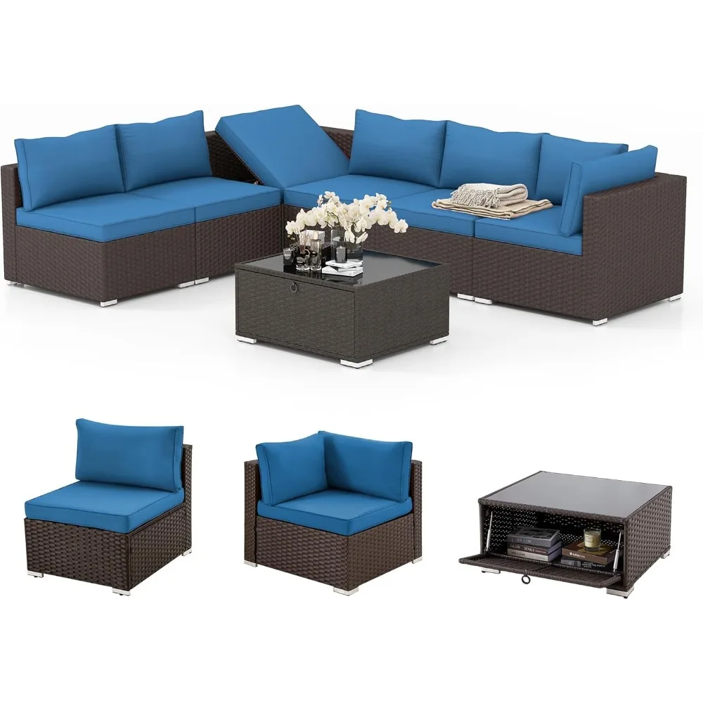 7 Piece Patio Furniture Set with Adjustable Bracket All-Weather Wicker Conversation Set with Coffee Table for Porch Garden
7 Piece Patio Furniture Set with Adjustable Bracket All-Weather Wicker Conversation Set with Coffee Table for Porch Garden