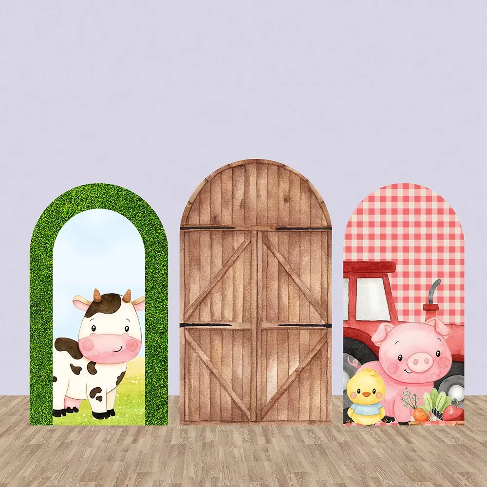 Mehofond Farm Animal Arched Backdrop Wood Barn Kids Birthday Party Baby Shower Tractor Red Lattice Decor 2-sided Background
Mehofond Farm Animal Arched Backdrop Wood Barn Kids Birthday Party Baby Shower Tractor Red Lattice Decor 2-sided Background