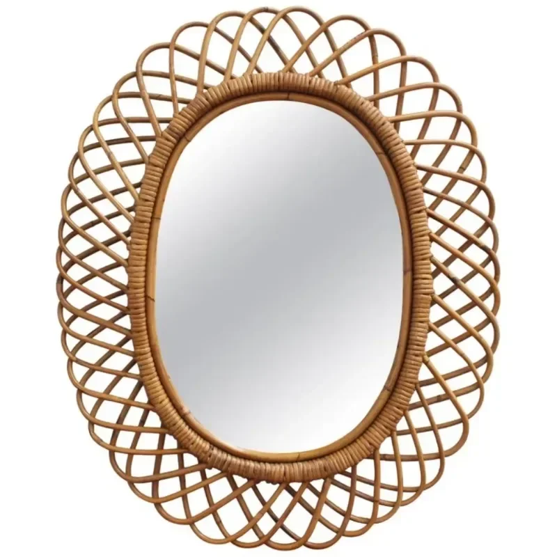Modern round rattan wall mirror
Modern round rattan wall mirror