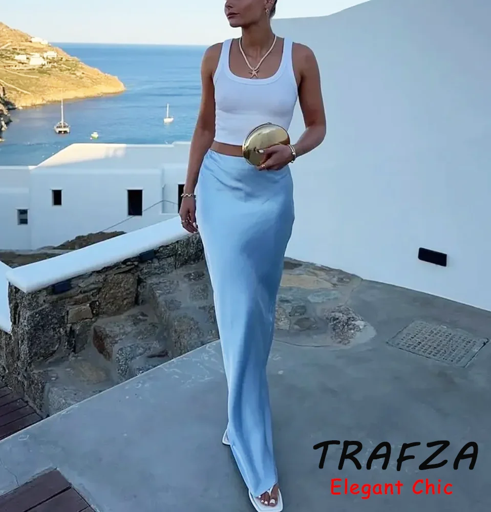 TRAFZA Elegant Satin Slim Midi Solid Skirt Women's Elastic High Waisted A-Line Casual Female Satin Skirts High Street Lady Skirt
TRAFZA Elegant Satin Slim Midi Solid Skirt Women's Elastic High Waisted A-Line Casual Female Satin Skirts High Street Lady Skirt