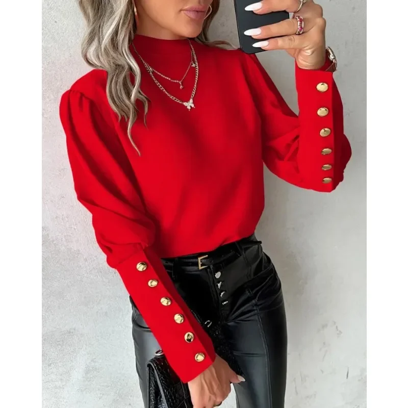 Women's Autumn Commuter Elegant Shirt Simple Solid Color Long Sleeved Round Neck Button Shirt Fashion Lace Backless Casual Shirt
Women's Autumn Commuter Elegant Shirt Simple Solid Color Long Sleeved Round Neck Button Shirt Fashion Lace Backless Casual Shirt