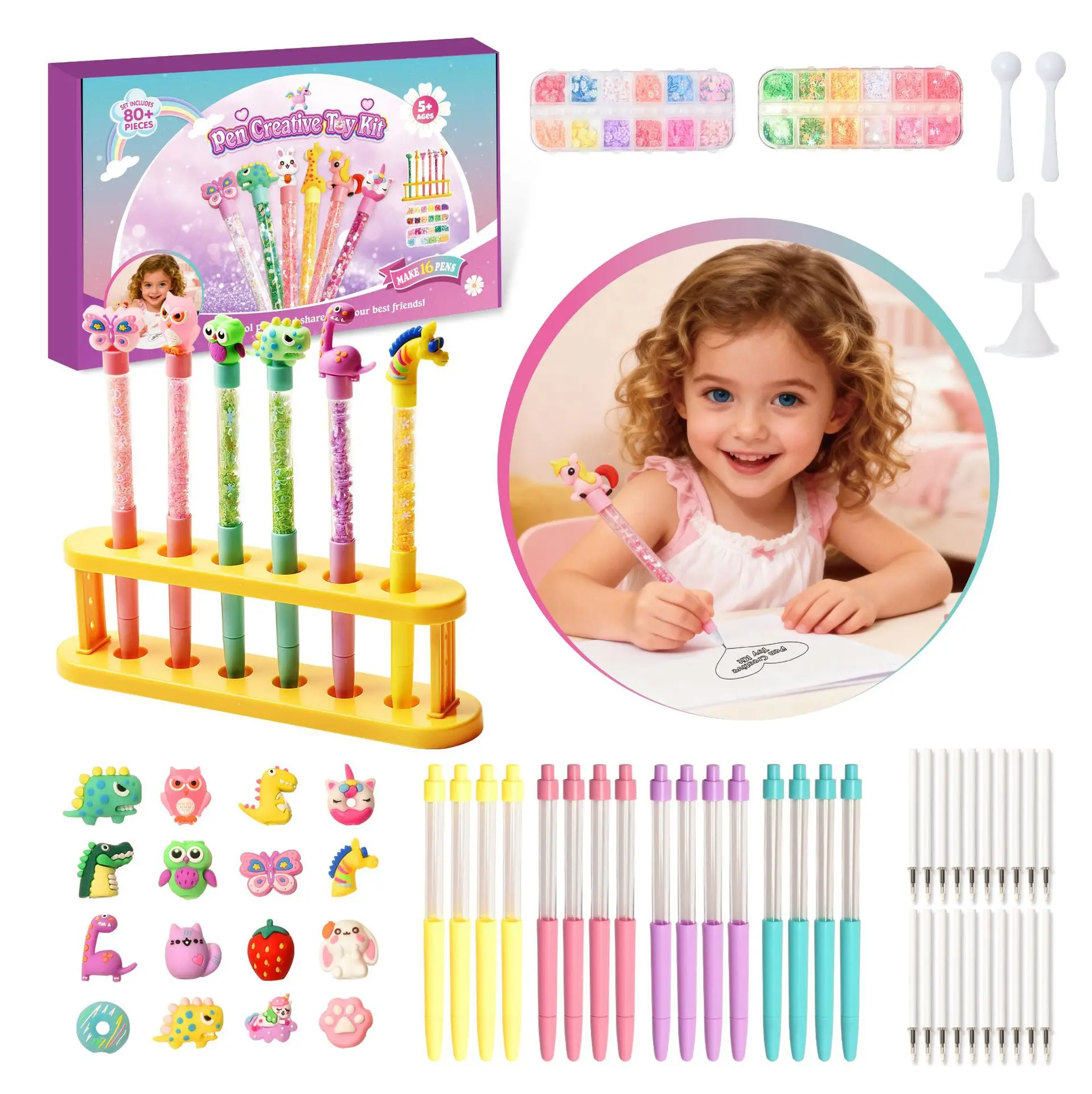 Creative DIY Pen Making Kit with Sparkle Sequins & Cute Cartoon Accessories, Handmade Stationery Craft Set for Kids Gifts
Creative DIY Pen Making Kit with Sparkle Sequins & Cute Cartoon Accessories, Handmade Stationery Craft Set for Kids Gifts