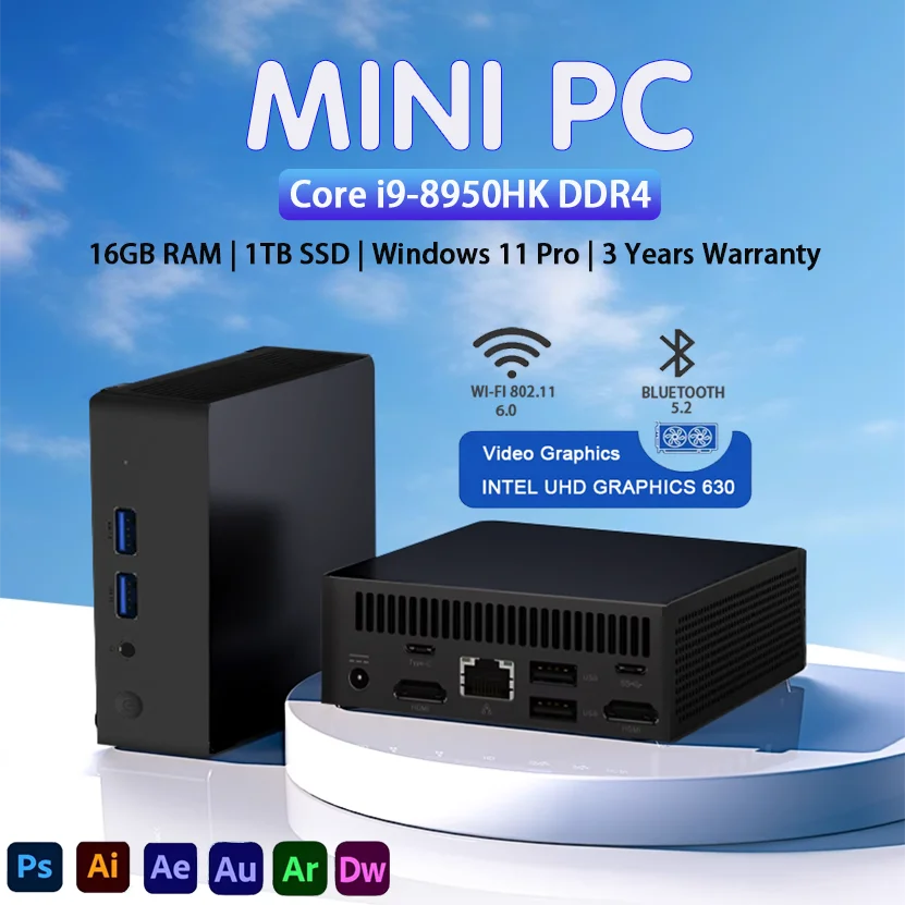 2025 Brand New Portable Mini PC Computer Intel N5095A/i9-8950HK 16GB DDR4 512GB USB 3.0 SSD WiFi6 BT5.2 Mini PC Desktop Computer
2025 Brand New Portable Mini PC Computer Intel N5095A/i9-8950HK 16GB DDR4 512GB USB 3.0 SSD WiFi6 BT5.2 Mini PC Desktop Computer