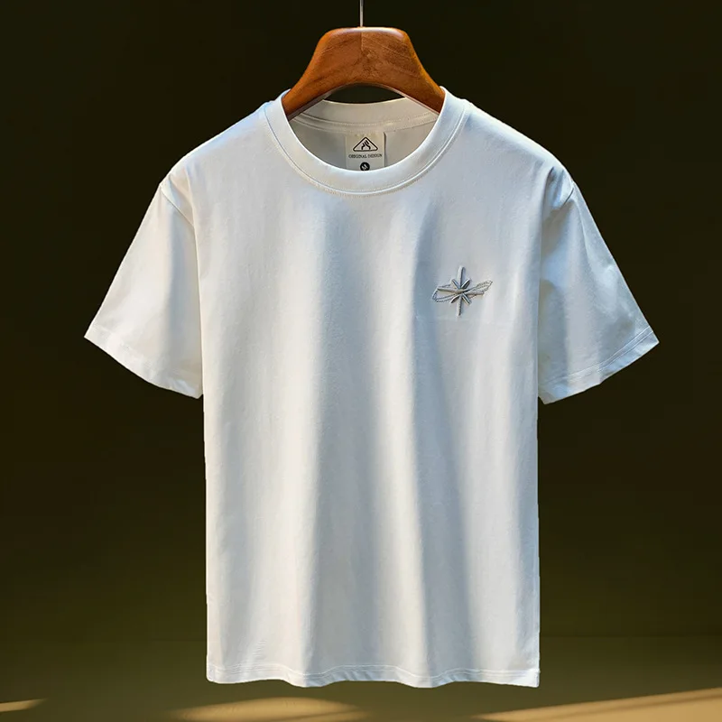 Summer high-end embroidered T-shirt men's trendy loose and comfortable elastic short sleeved top casual versatile men's clothing
Summer high-end embroidered T-shirt men's trendy loose and comfortable elastic short sleeved top casual versatile men's clothing