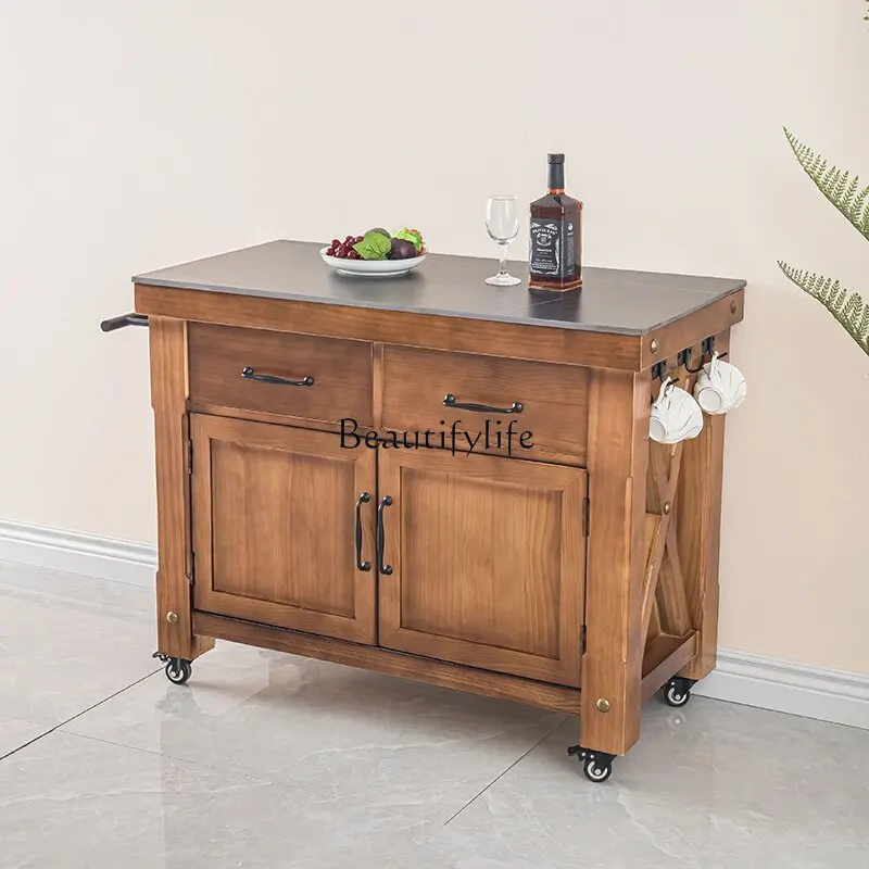 American Style Solid Wood Movable Center Island with Cabinet Doors Vintage Sideboard Coffee Machine Kitchen Worktop
American Style Solid Wood Movable Center Island with Cabinet Doors Vintage Sideboard Coffee Machine Kitchen Worktop
