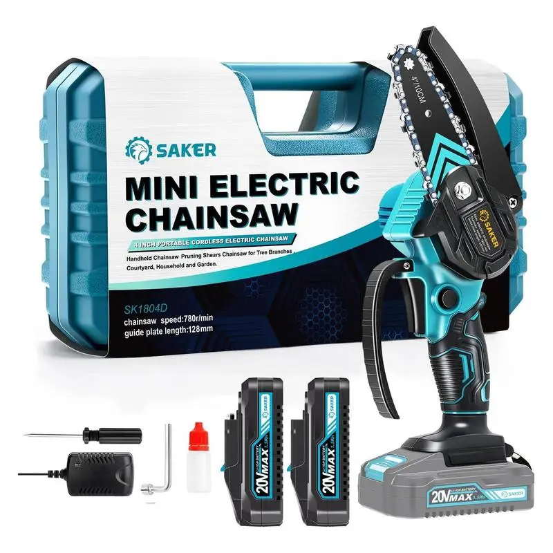 Saker Mini Chainsaw - Portable Electric Cordless Pruning Saw with Upgraded Copper Motor,20V 1500mAh Rechargeable Battery
Saker Mini Chainsaw - Portable Electric Cordless Pruning Saw with Upgraded Copper Motor,20V 1500mAh Rechargeable Battery