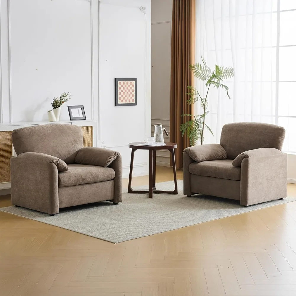 Accent Chairs Set of 2, Brown 38" Oversized Living Room Chairs Chenille Comfy Upholstered Lounge Armchair Soft Single Sofa Chair
Accent Chairs Set of 2, Brown 38" Oversized Living Room Chairs Chenille Comfy Upholstered Lounge Armchair Soft Single Sofa Chair