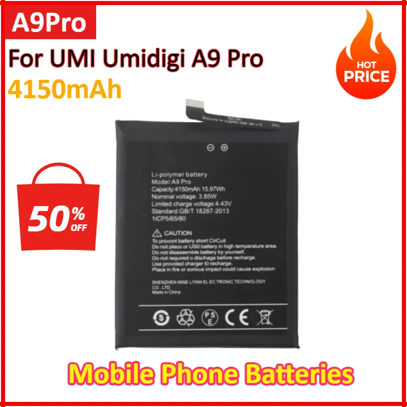 2PCS 4150mAh New High Quality A9 Pro Battery For UMI Umidigi A9 Pro A9Pro Phone Replacement Bateria Batteries
2PCS 4150mAh New High Quality A9 Pro Battery For UMI Umidigi A9 Pro A9Pro Phone Replacement Bateria Batteries