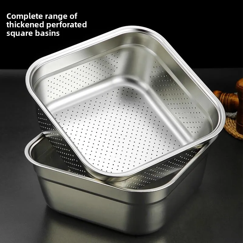 Stainless Steel Drain Pan Flat Bottom Square Basket Vegetable Washing Basket Filter Water Basket Chinese Style Dining Utensils
Stainless Steel Drain Pan Flat Bottom Square Basket Vegetable Washing Basket Filter Water Basket Chinese Style Dining Utensils