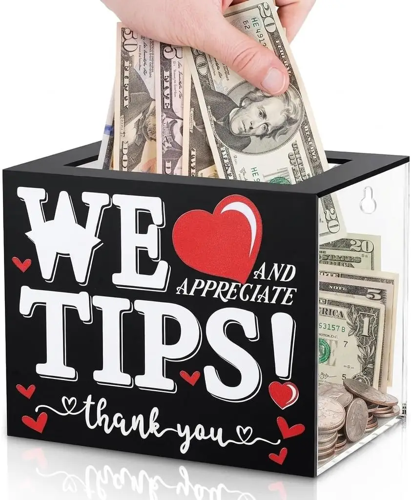 Clear Acrylic Tip Box with Wall Mount, Large Cash Donation Jar for Bartender, Cafe, Salon, Restaurant Countertop & Food Truck
Clear Acrylic Tip Box with Wall Mount, Large Cash Donation Jar for Bartender, Cafe, Salon, Restaurant Countertop & Food Truck