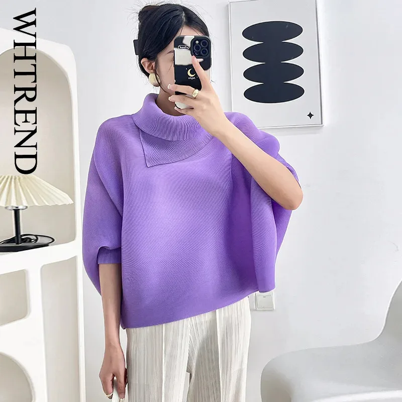 WHTREND плиссированный топ с отложным воротником и рукавами «летучая мышь» для женщин, весенне-осенняя свободная однотонная рубашка большого размера WH1596
WHTREND плиссированный топ с отложным воротником и рукавами «летучая мышь» для женщин, весенне-осенняя свободная однотонная рубашка большого размера WH1596