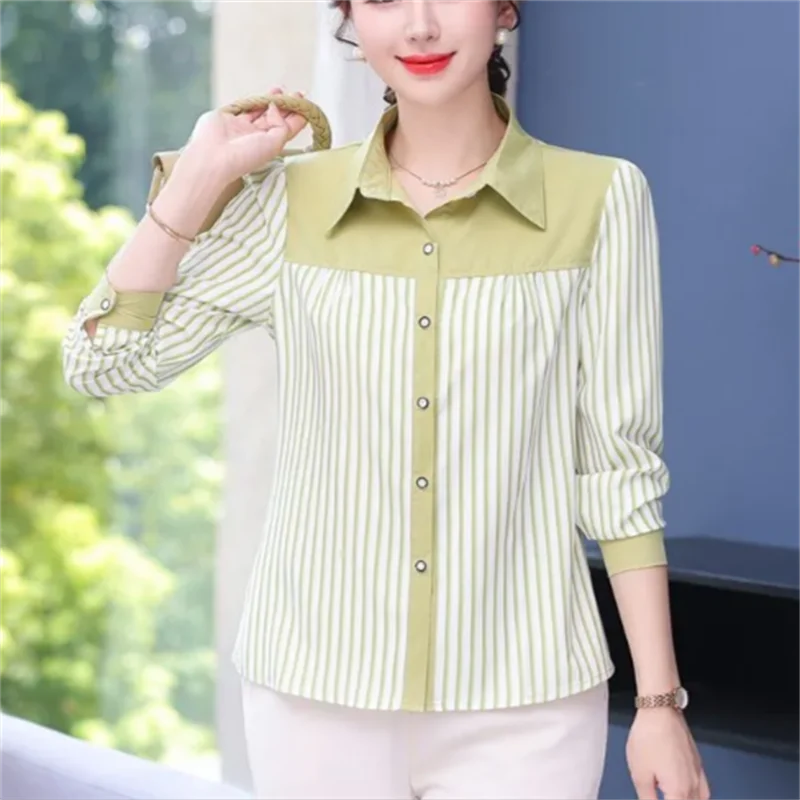 Новая полосатая рубашка для женщин, блузка в стиле пэчворк, блузка с длинными рукавами, топ, весна-осень, блузка на пуговицах, элегантная женская рубашка
Новая полосатая рубашка для женщин, блузка в стиле пэчворк, блузка с длинными рукавами, топ, весна-осень, блузка на пуговицах, элегантная женская рубашка