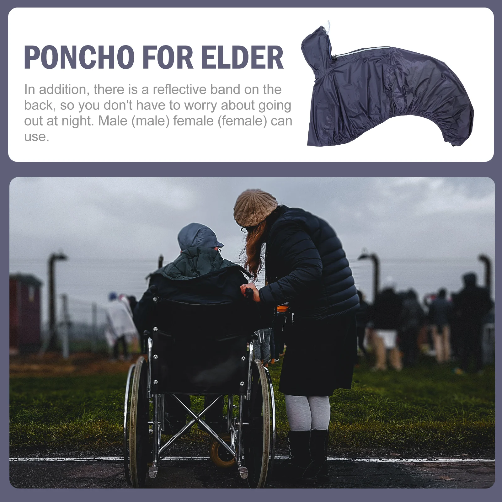 Adult Raincoat with Hood Wheelchair Poncho Hooded Reflective Polyester Pvc Water Repellent Fabric Outdoor
Adult Raincoat with Hood Wheelchair Poncho Hooded Reflective Polyester Pvc Water Repellent Fabric Outdoor
