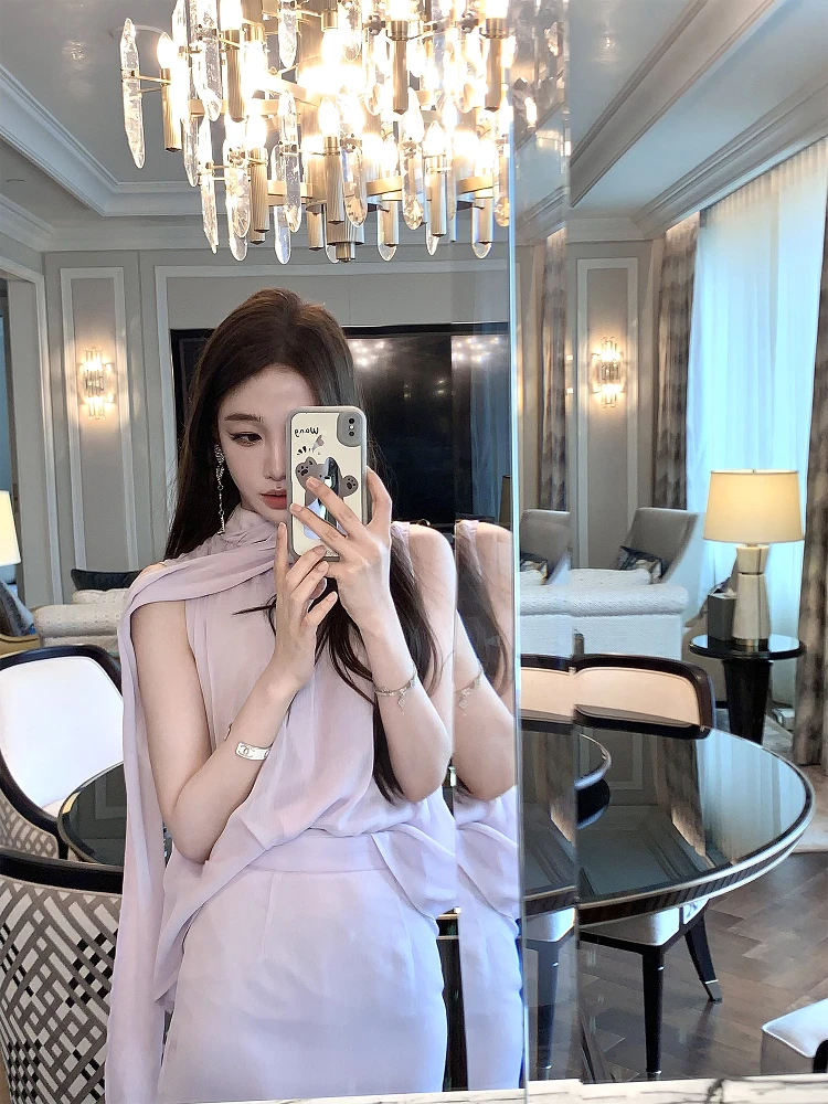 Комплект Amor Yangeng Lin Wind Purple Lotus: топ с поясом и юбка для модных женщин
Комплект Amor Yangeng Lin Wind Purple Lotus: топ с поясом и юбка для модных женщин