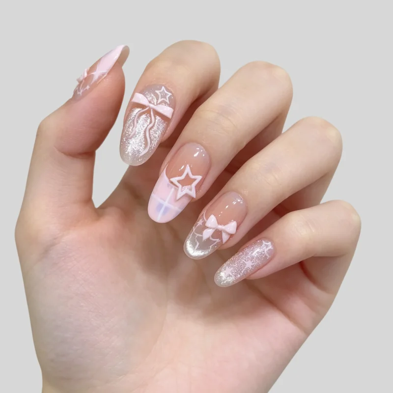 30Pcs False Nails Sweet Checkered French Cat-Eye Blush Bow and Openwork Star Designs High-Quality Press-On Nail—Perfect for Girl
30Pcs False Nails Sweet Checkered French Cat-Eye Blush Bow and Openwork Star Designs High-Quality Press-On Nail—Perfect for Girl