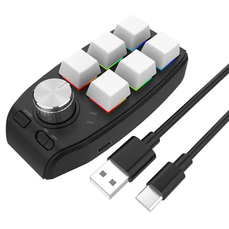 USB Custom Programming Macro Knob Keyboard 6 Keys Copy Paste Mini Button For Photoshop Gaming Mechanical Keyboard-ABIU
USB Custom Programming Macro Knob Keyboard 6 Keys Copy Paste Mini Button For Photoshop Gaming Mechanical Keyboard-ABIU