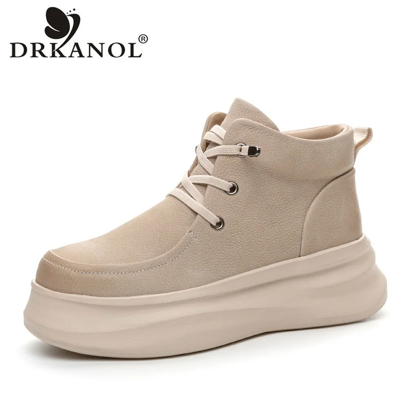 DRKANOL Women Genuine Leather Flat Platform Shoes 2025 Autumn Winter High Top Thick Bottom Lace-Up Casual Shoes Lady Short Boots
DRKANOL Women Genuine Leather Flat Platform Shoes 2025 Autumn Winter High Top Thick Bottom Lace-Up Casual Shoes Lady Short Boots
