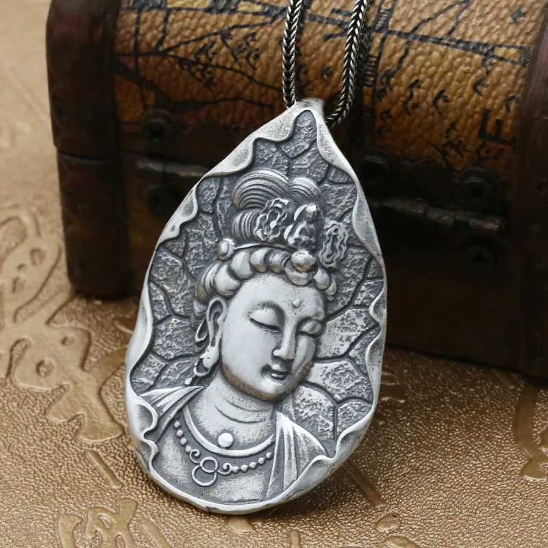 925 Sterling Silver Unisex Buddhist Jewelry - Vintage Thai Oxidized Manjushri Wisdom Bodhisattva Choker Necklace
925 Sterling Silver Unisex Buddhist Jewelry - Vintage Thai Oxidized Manjushri Wisdom Bodhisattva Choker Necklace