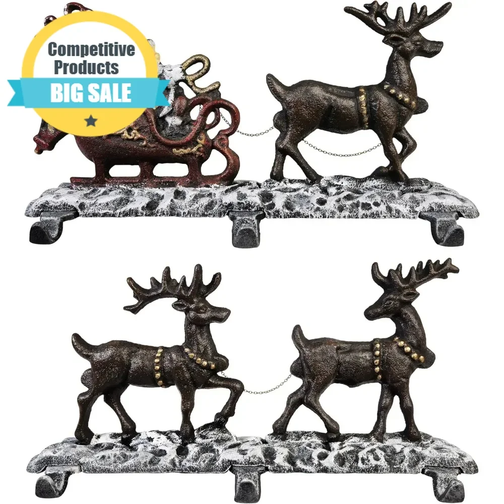 Прочный чугунный рождественский чулок Lulu Decor с оленями и сани Санты на каминке
Прочный чугунный рождественский чулок Lulu Decor с оленями и сани Санты на каминке