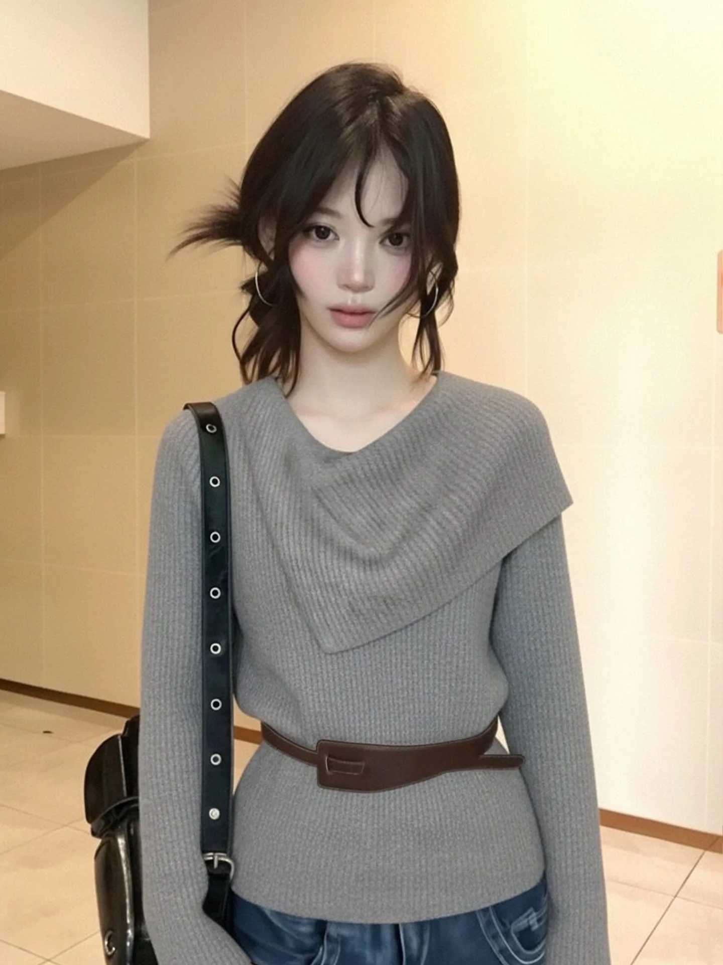 Gray Shoulder-Style Loose Knitted Sweater Women's Spring Fashion Lazy Style Top Warm Citywalk Long Sleeve round Neck Pure Color
Gray Shoulder-Style Loose Knitted Sweater Women's Spring Fashion Lazy Style Top Warm Citywalk Long Sleeve round Neck Pure Color