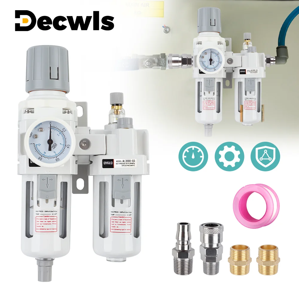 AC3010-03 Compressed Air Filter Regulator Oil Water Separator Lubricator Combo Pneumatic Components, 0-1MPA, 3/8 NTP, Air Tools
AC3010-03 Compressed Air Filter Regulator Oil Water Separator Lubricator Combo Pneumatic Components, 0-1MPA, 3/8 NTP, Air Tools