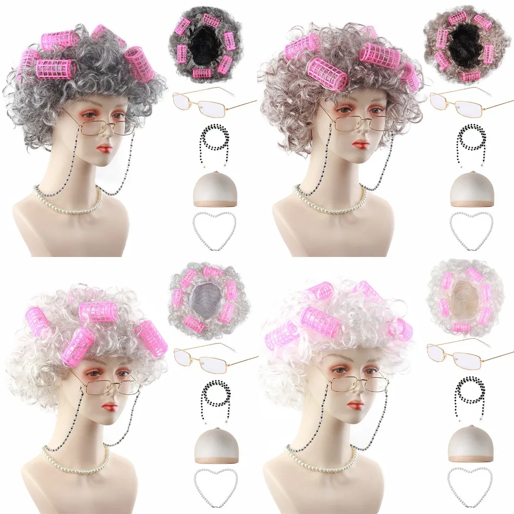 Hair Extensions Cosplay Old Lady Woman Wigs Set Breathable Head Cover Performance Dress Up Grandma Wig Hat for Women Halloween
Hair Extensions Cosplay Old Lady Woman Wigs Set Breathable Head Cover Performance Dress Up Grandma Wig Hat for Women Halloween