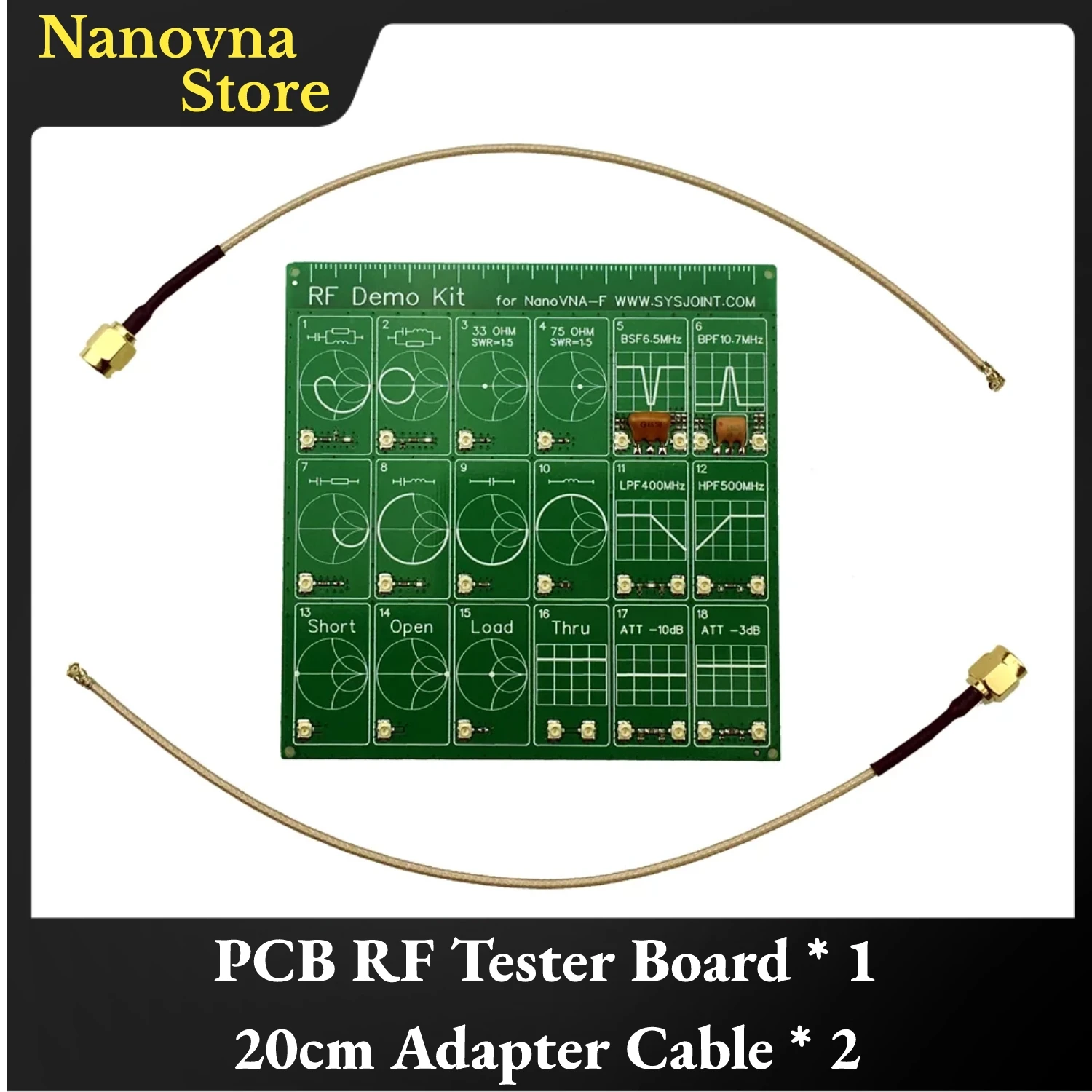RF Demonstration Kit NanoVNA VNA RF Test Board Filter Attenuator PCB RF Test Board Vector Network Analyzer Learning Tool Kit
RF Demonstration Kit NanoVNA VNA RF Test Board Filter Attenuator PCB RF Test Board Vector Network Analyzer Learning Tool Kit