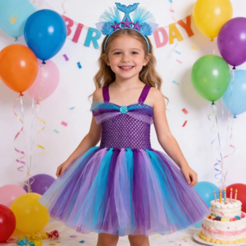 Kids American Mermaid Mesh Princess Tutu Dress, Hand-Tied Fluffy Performance Costume with Headwear for Girls Party Festival
Kids American Mermaid Mesh Princess Tutu Dress, Hand-Tied Fluffy Performance Costume with Headwear for Girls Party Festival