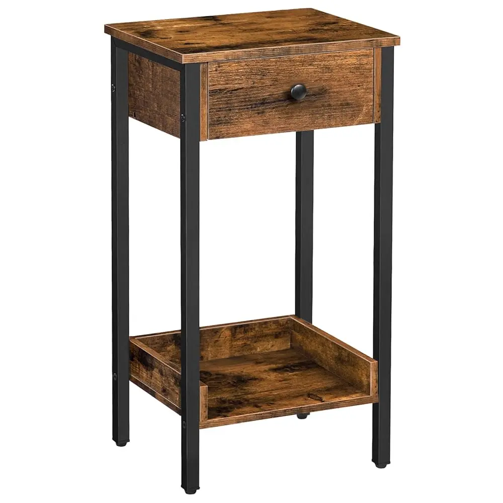 Tall End Table, Nightstand, Industrial Side Table With Drawer And Storage Shelf, For Study, Bedroom, Space Saving, Rustic Brown
Tall End Table, Nightstand, Industrial Side Table With Drawer And Storage Shelf, For Study, Bedroom, Space Saving, Rustic Brown
