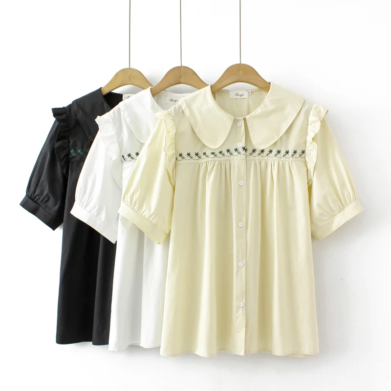 Elegant Embroidered Doll Collar Short Sleeve Women's Shirt Summer Fashion High Design Sense Splice Large Size Meat Covering S...
Elegant Embroidered Doll Collar Short Sleeve Women's Shirt Summer Fashion High Design Sense Splice Large Size Meat Covering S...