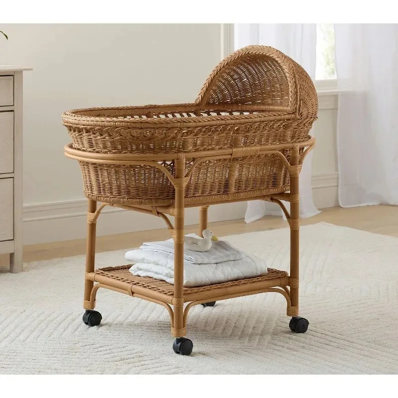 Premium Handmade Rattan Baby Cradle Sustainable Wicker Cradle with Wheels and Shelves Modern Baby Care Furniture
Premium Handmade Rattan Baby Cradle Sustainable Wicker Cradle with Wheels and Shelves Modern Baby Care Furniture