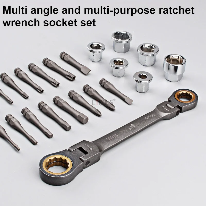 Multifunctional Ratchet Spanner Set Flexible Head Ratchet Double Box Wrench Socket Screwdriver Bit Auto Repair Screwdriver Tool
Multifunctional Ratchet Spanner Set Flexible Head Ratchet Double Box Wrench Socket Screwdriver Bit Auto Repair Screwdriver Tool