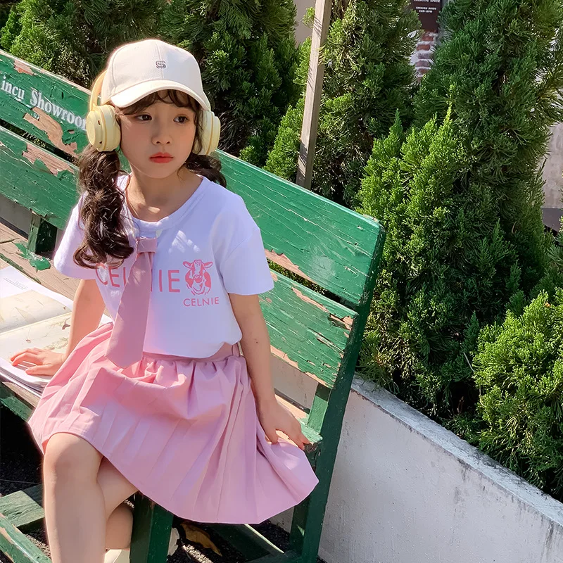 Korean Summer School Girl Academic Style Suit Teenager Girl Letter Tie Short Sleeve T-shirt+Pleated Skirt Students Clothes Sets
Korean Summer School Girl Academic Style Suit Teenager Girl Letter Tie Short Sleeve T-shirt+Pleated Skirt Students Clothes Sets