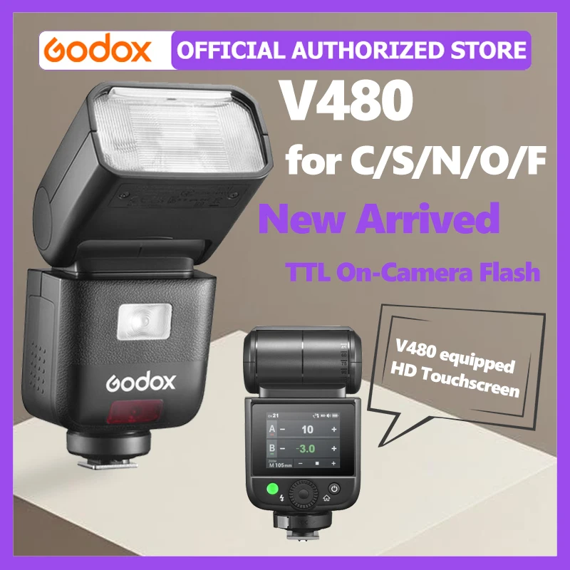 Godox V480 TTL Wireless 2.4G Portable Speedlite Flash Light For Canon, Sony, Nikon, Mirrorless Camera 2200mAh With 650 Flashes
Godox V480 TTL Wireless 2.4G Portable Speedlite Flash Light For Canon, Sony, Nikon, Mirrorless Camera 2200mAh With 650 Flashes