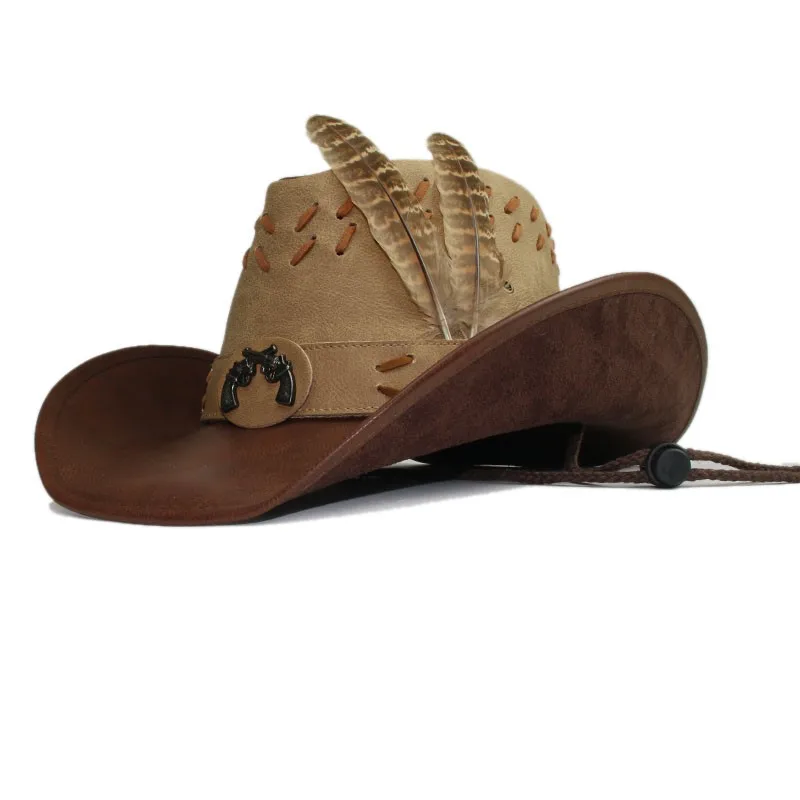 Vintage do old decorative leather men's and women's large brimmed country cowboy hat shade warm
Vintage do old decorative leather men's and women's large brimmed country cowboy hat shade warm