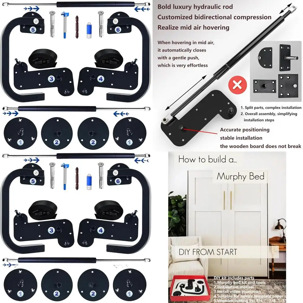 Premium Air-Hover Murphy Bed Kit with Hydraulic Rods for King/California King Beds
Premium Air-Hover Murphy Bed Kit with Hydraulic Rods for King/California King Beds