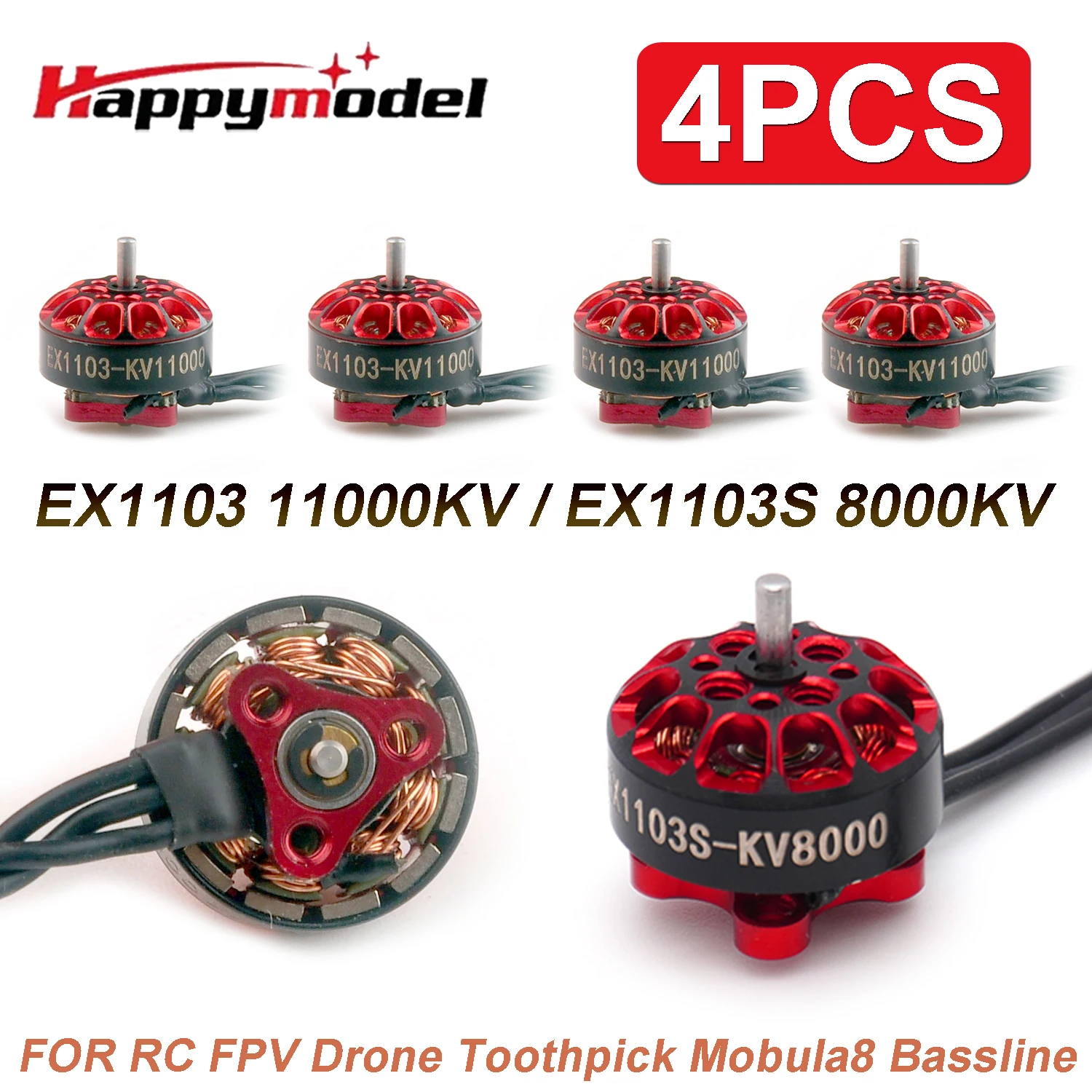 HappyModel EX1103 11000KV / EX1103S 8000KV 1-3 Brushless Motor CW CCW for Toothpick Larva X Mobula8 Bassline RC FPV Drone Parts
HappyModel EX1103 11000KV / EX1103S 8000KV 1-3 Brushless Motor CW CCW for Toothpick Larva X Mobula8 Bassline RC FPV Drone Parts