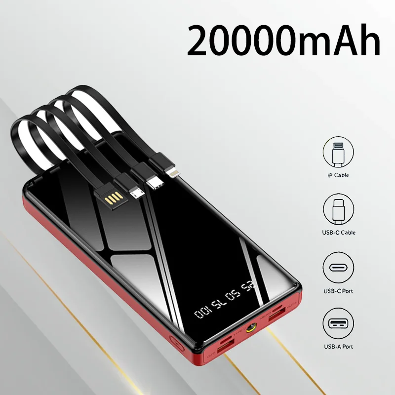 Portable Outdoor 10000mAh 20000mAh Power Bank with Built in Cable Emergency Charger Lightweight for Travel Camping
Portable Outdoor 10000mAh 20000mAh Power Bank with Built in Cable Emergency Charger Lightweight for Travel Camping