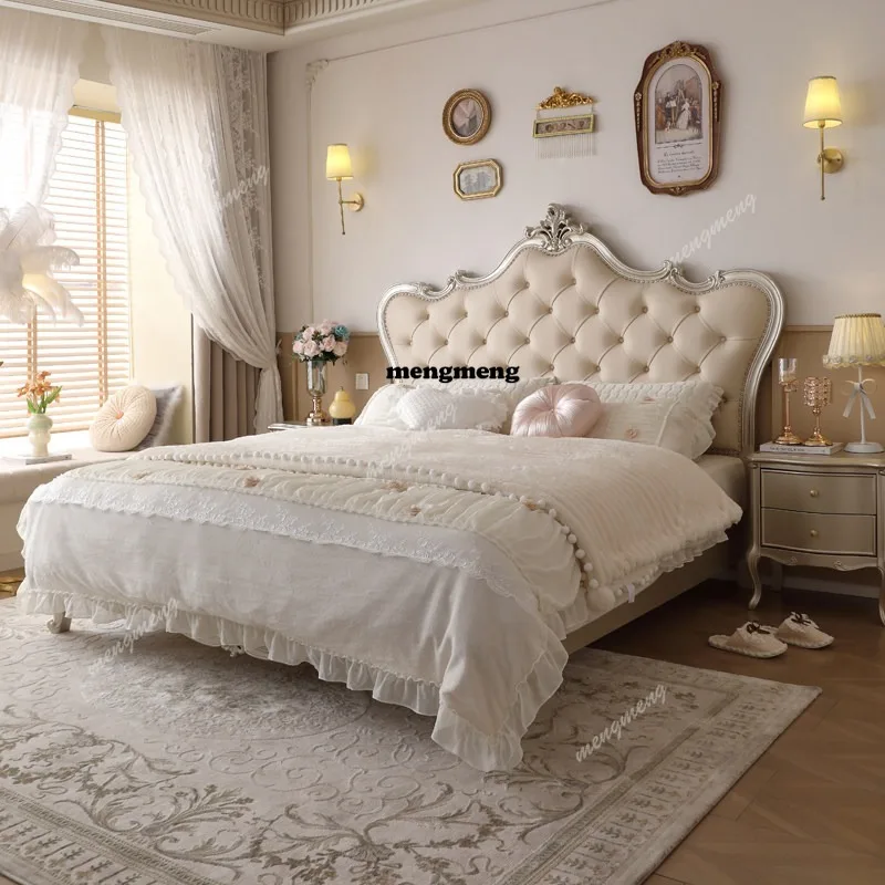 European solid wood bed 1.8 light luxury carved master bedroom queen bed cream wind leather bed
European solid wood bed 1.8 light luxury carved master bedroom queen bed cream wind leather bed
