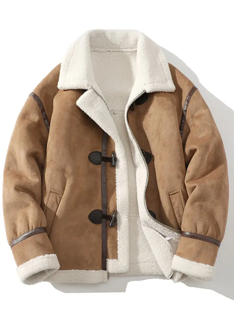 Мужская утепленная куртка из хлопка с мехом ягненка, зимняя теплая повседневная куртка из полиэстера с длинными рукавами, на пуговицах, с прямым подолом
Мужская утепленная куртка из хлопка с мехом ягненка, зимняя теплая повседневная куртка из полиэстера с длинными рукавами, на пуговицах, с прямым подолом