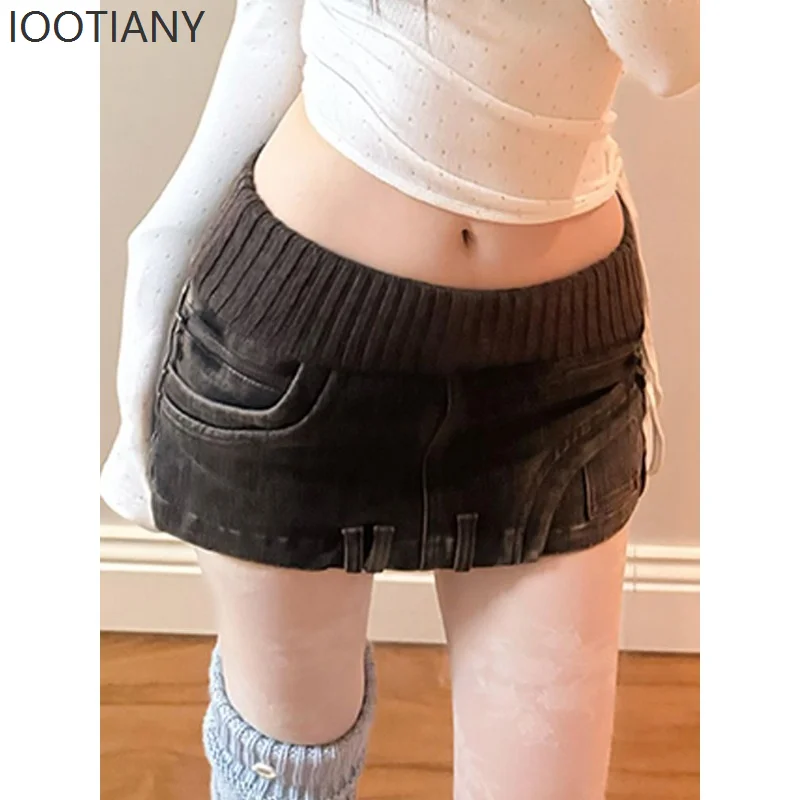 Y2k Vintage Patchwork Ribbed Knit Denim Skirt Women Low Waist Bodycon Fit Wash Blue High Quality Elastic Mini Skirt Daily Wear
Y2k Vintage Patchwork Ribbed Knit Denim Skirt Women Low Waist Bodycon Fit Wash Blue High Quality Elastic Mini Skirt Daily Wear