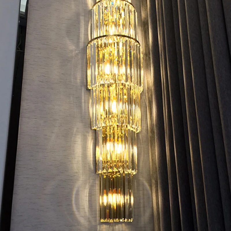 Indoor Contemporary Decoration Designer Lights Fixtures Large Hotel Bedroom Led Gold Modern Crystal Wall Lamp
Indoor Contemporary Decoration Designer Lights Fixtures Large Hotel Bedroom Led Gold Modern Crystal Wall Lamp