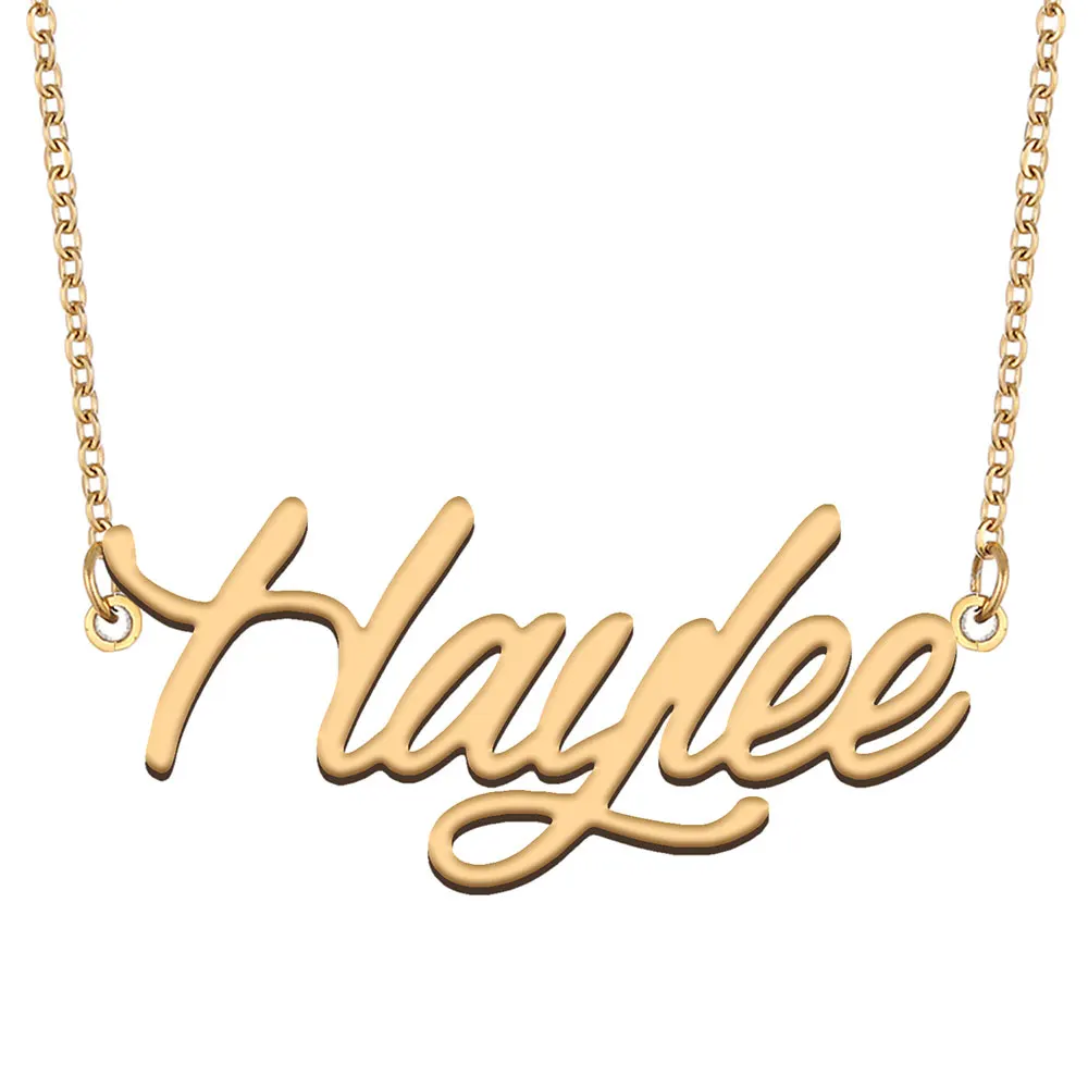 Haylee Name Necklace for Women Stainless Steel Jewelry Gold Color Nameplate Pendant Collares Para Mujer Letters Choker
Haylee Name Necklace for Women Stainless Steel Jewelry Gold Color Nameplate Pendant Collares Para Mujer Letters Choker