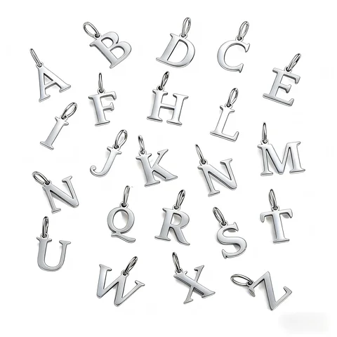 26 Silver Color Initial Letter Pendant for DIY Necklace Charm A-Z Stainless Steel Personalized Dainty Cute Fashion Jewelry