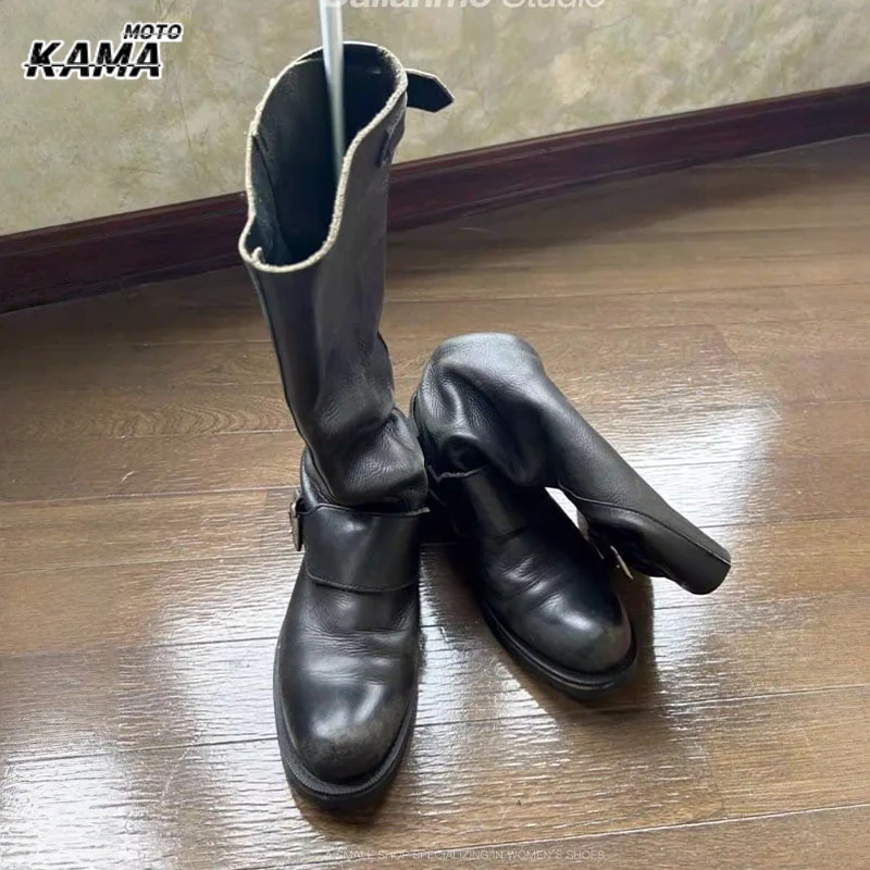 Long Boots Women's Soft Leather Slim Engineer Knight Boots American Retro High-Tube Boots Para Moto
Long Boots Women's Soft Leather Slim Engineer Knight Boots American Retro High-Tube Boots Para Moto