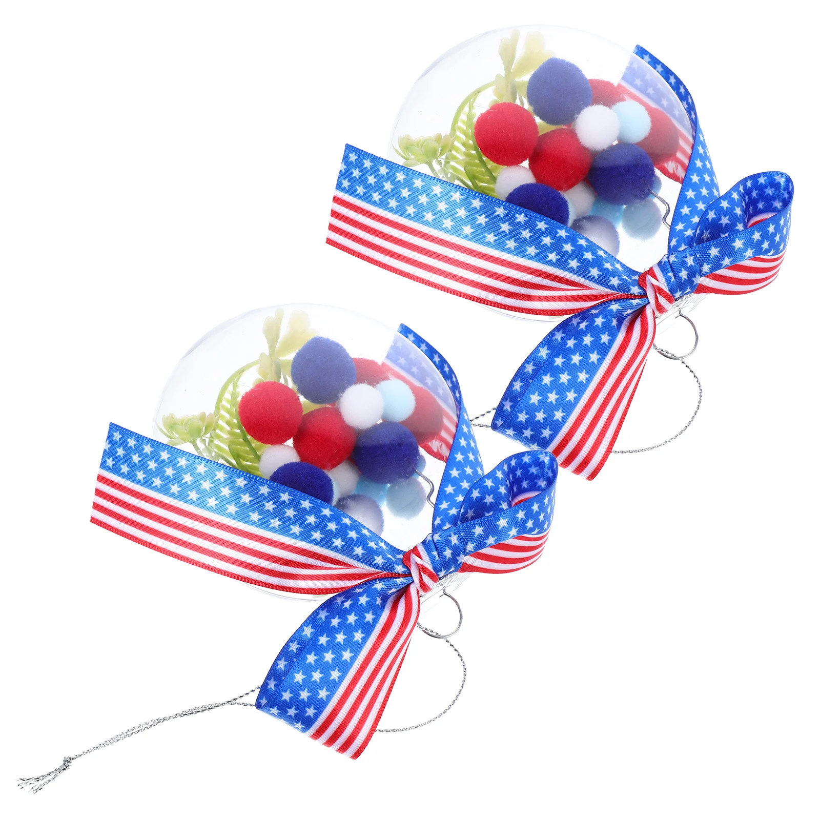 2Pcs Independence Day Decor Ball Plastic Hanging Ornaments with Ribbons Bows Weather Resistant for Outdoor Festival Decoration
2Pcs Independence Day Decor Ball Plastic Hanging Ornaments with Ribbons Bows Weather Resistant for Outdoor Festival Decoration