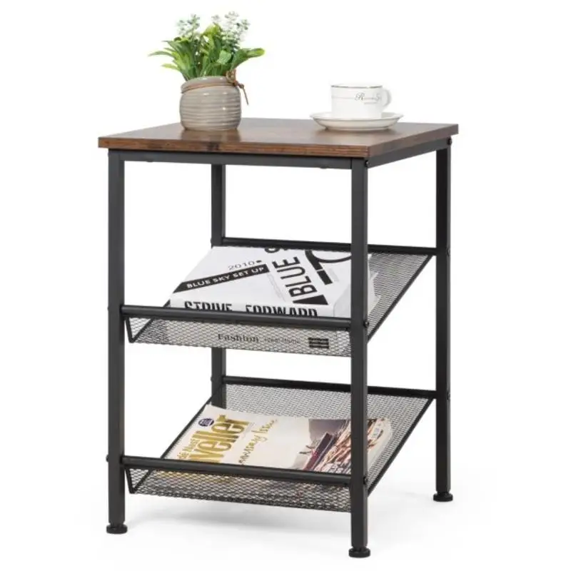 3-Tier Industrial End Table with Mesh Shelves and Adjustable Shelves
3-Tier Industrial End Table with Mesh Shelves and Adjustable Shelves