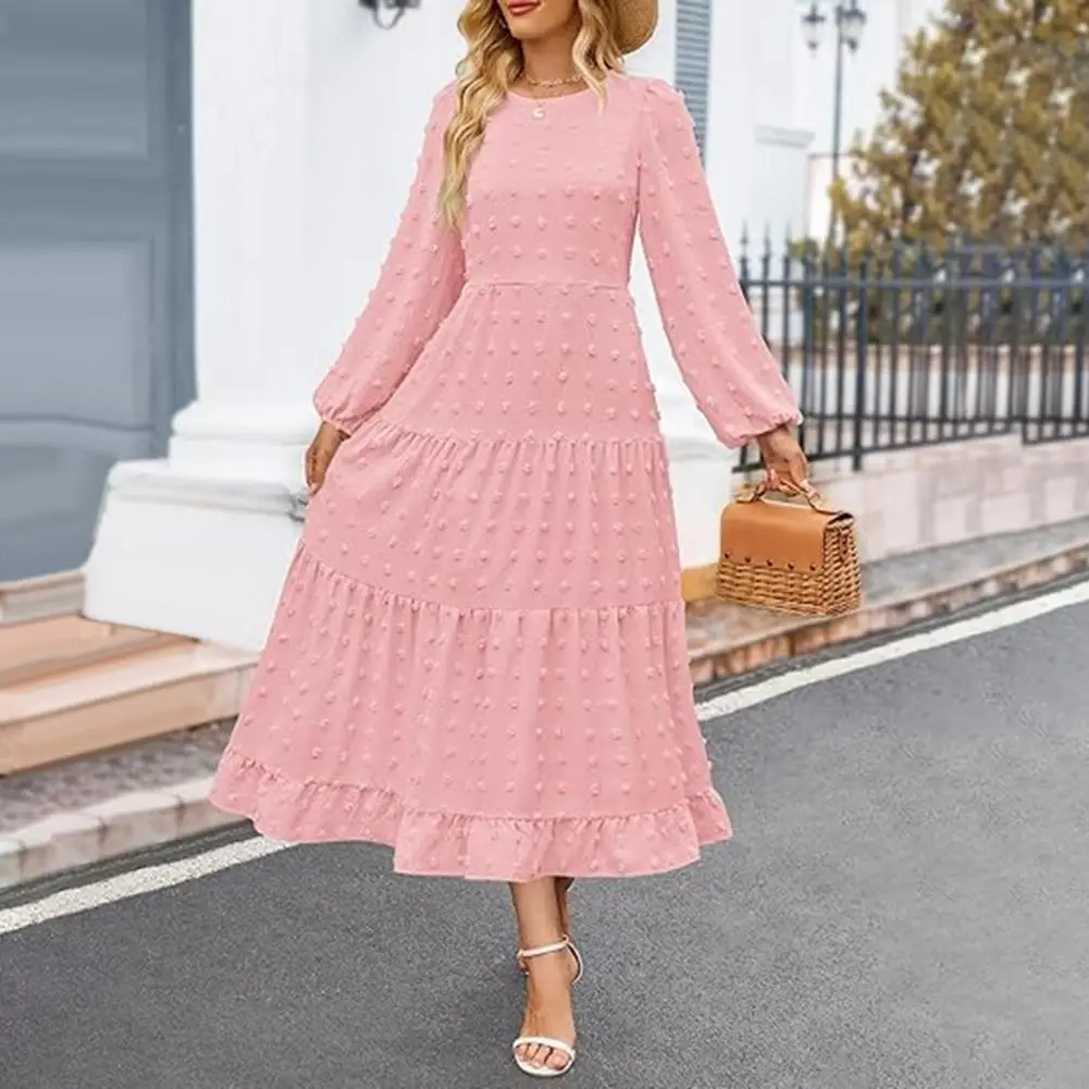 Bohemian Midi Dress Dot Design Dress Elegant Women's A-line Midi Dress with Lantern Sleeves Dot Applique Detailing for Fall
Bohemian Midi Dress Dot Design Dress Elegant Women's A-line Midi Dress with Lantern Sleeves Dot Applique Detailing for Fall