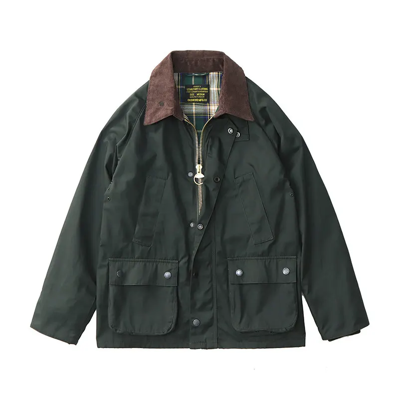 Мужская новая рабочая куртка из вощеной ткани Ami, цвет хаки, в американском ретро-стиле, с воротником из вельвета.
Мужская новая рабочая куртка из вощеной ткани Ami, цвет хаки, в американском ретро-стиле, с воротником из вельвета.