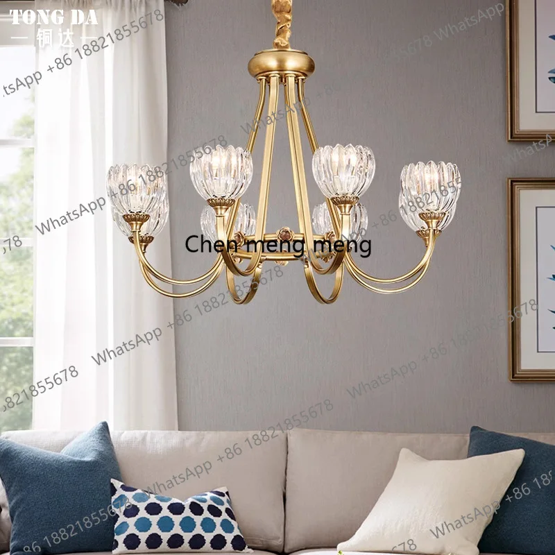 American light luxury living room dining room all copper chandelier villa simple creative master bedroom room
American light luxury living room dining room all copper chandelier villa simple creative master bedroom room